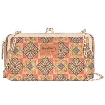 

Baellerry Ladies Wallet Mobile Phone Bag Cork Zipper Handbag Wrist Bag Clutch Bag Shoulder Strap Bag