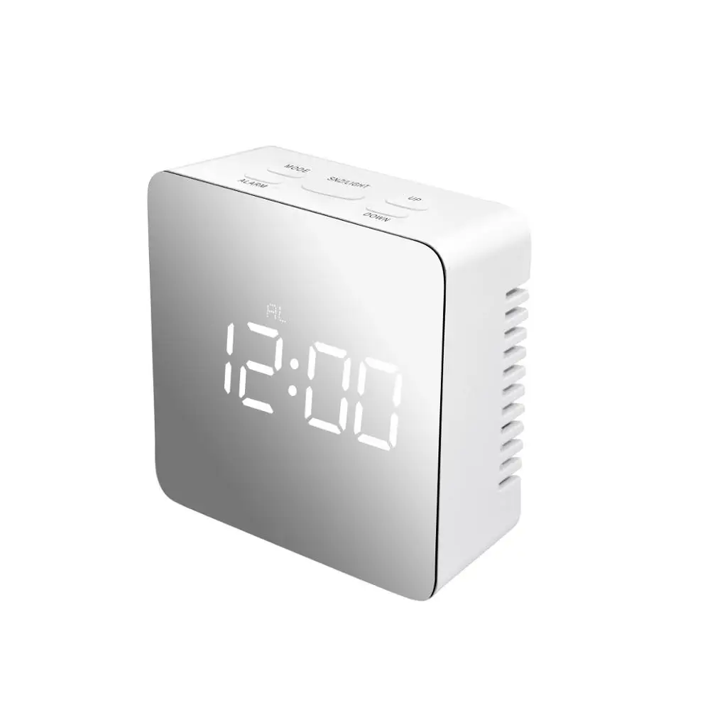 Светодиодный цифровое зеркало настольные часы ночник электронные будильник Reloj Sobremesa светодиодный настенные часы для дома, спальни, офиса, декора - Цвет: Square