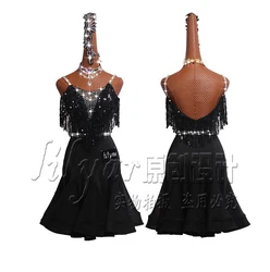 Latin Dance Dress Latin Skirt Competition Dress Costumes Performing Dress Adult Customize Children Black Fishbone Skirt Slim Fit
