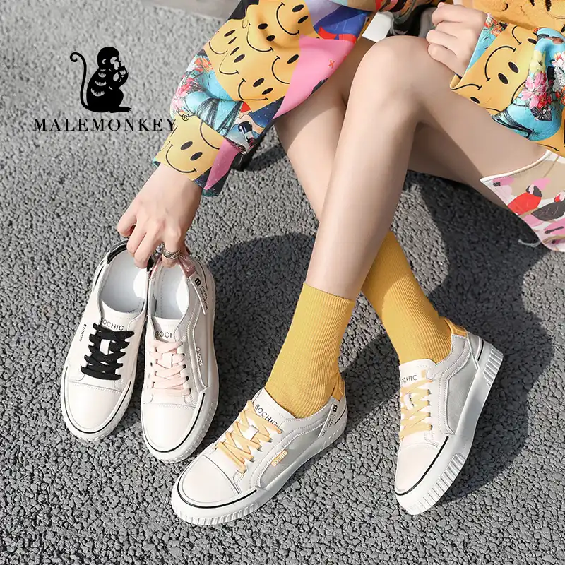 ladies white leather flat shoes