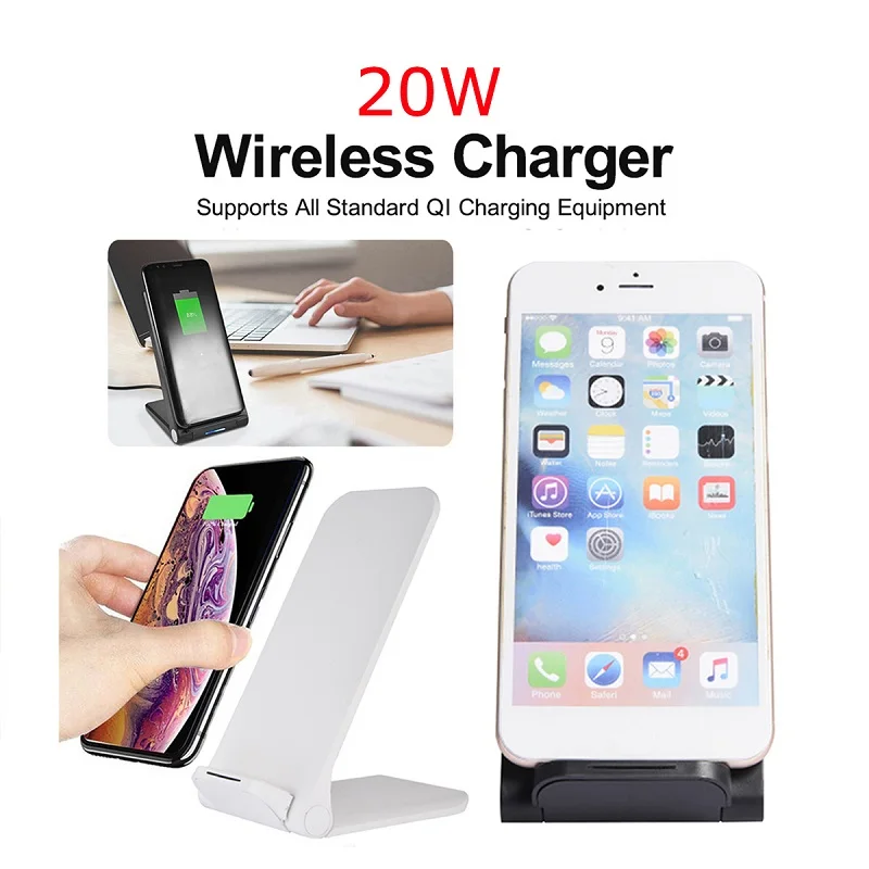 

Quic 20W Qi Wireless Folding Vertical Fast Charger Charging Bracket High Power Docking Stand for Xiaomi HuaWei Vivo