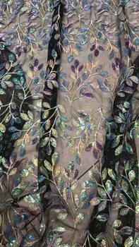 

Nigerian french net Lace Jolin-9.9219 Embroidered Cord Lace Fabric with full beads for bridal dress