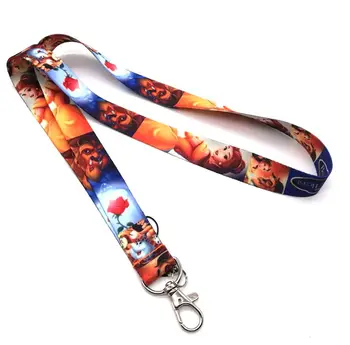 

10 pcs cartoon Beauty and the beast princess bell Neck Strap Lanyards Badge Holder Rope Pendant Key Chain Accessories