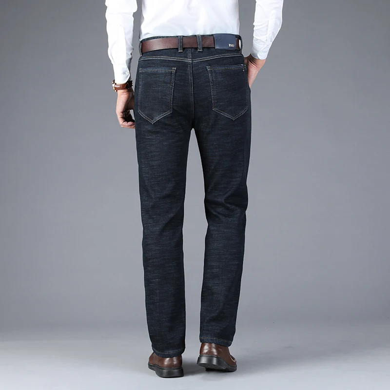 Goede Xuansheng Plus Fluwelen Jeans 2019 Black New Classic Merk Straight Stretch Fleece Warm Wijde Pijpen Broek Lange Broek Streetwear Jeans