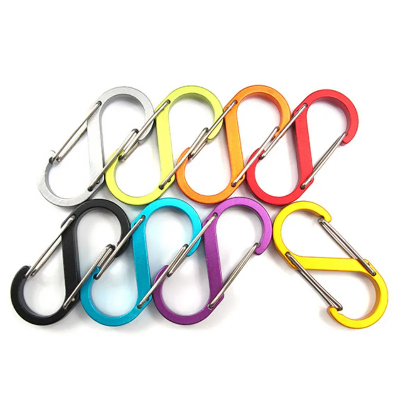 

Aluminum Alloy Camping Carabiner For Keys 8 Word Mountaineering Deduction Outdoor Camping Multi-functional Buckle Ramdom Color