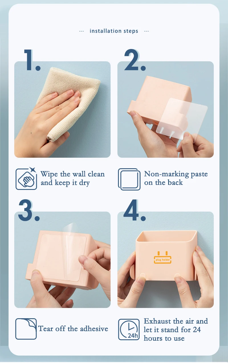 Wall-Mounted Storage Box Storage Rack Shelf Organizer Hooks Remote Control Mobile Phone Holder