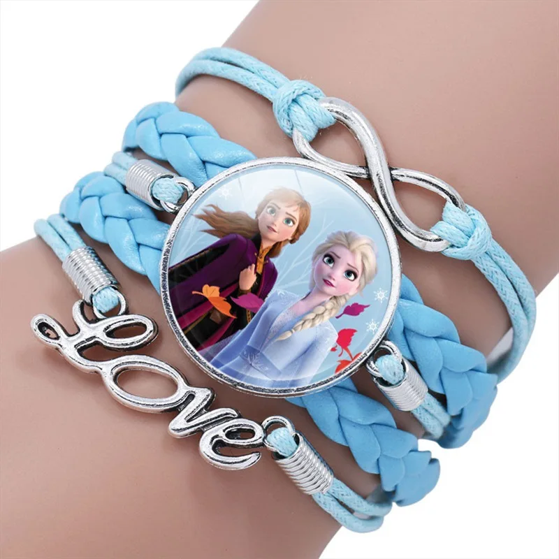 Disney Frozen II Princess Elsa anna Time Gem Multi-layer Bracelet doll Children's girls Cartoon Pink Braided Bracelet Disney Frozen II Princess Elsa anna Time Gem Multi-layer Bracelet doll Children's girls Cartoon Pink Braided Bracelet