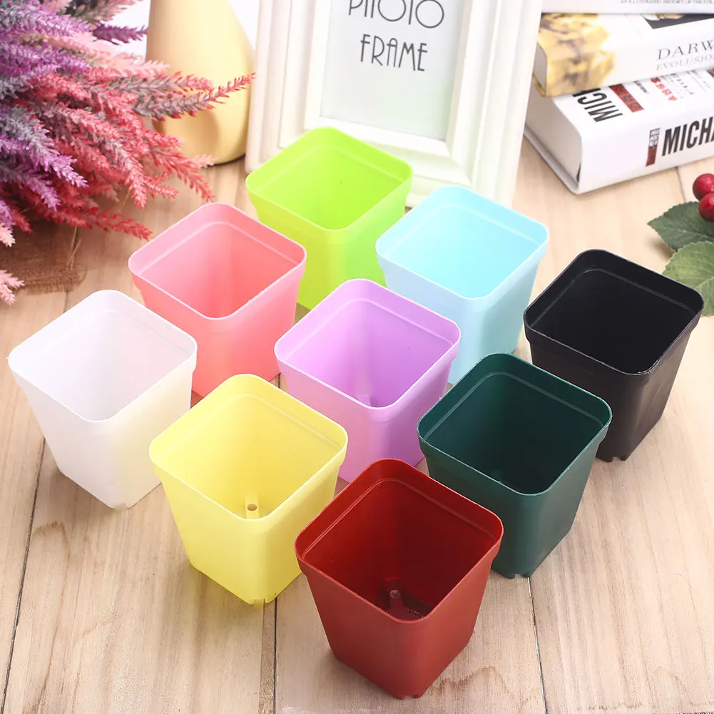 

Flower Pot Square Planters Soil Accessories Plastic Gardening Supplies Plant Care Vase Colorful Creative Multi-Meat Basin 8*7cm