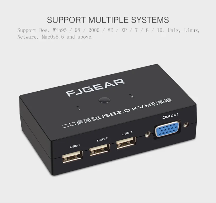USB KVM переключатель коммутатор 2 порта VGA переключатель SVGA коробка USB 2,0 Maus Tastatur 1920*1440 общая клавиатура мышь монитор