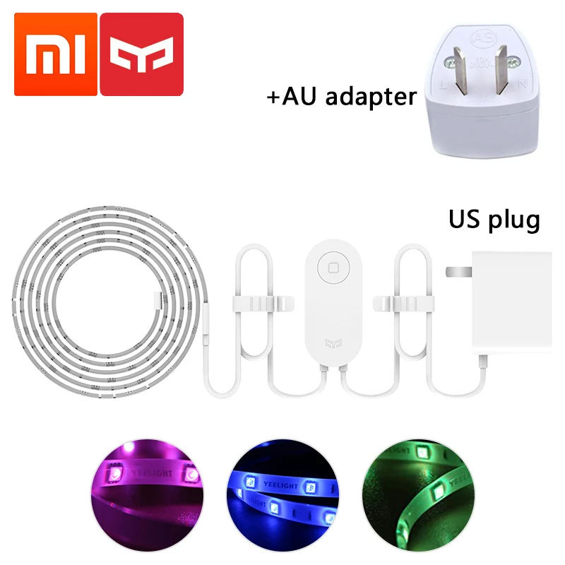 Yee светильник 2 м светодиодный RGB умный светильник WiFi подключение голосового управления Xiaomi Домашний Светильник s работает с Amazon Alexa Google Assistant - Цвет: Add AU plug adapter