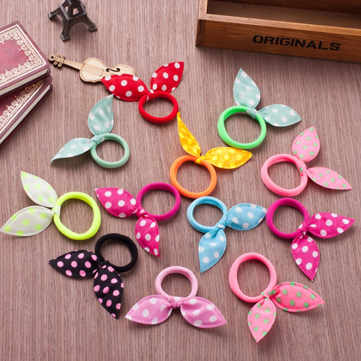 20/40/80PCS Nette Baby Mädchen Kaninchen Haar Bands Druck Pferdeschwanz Halter Krawatte Seil Mode Haar Zubehör Candy farben Haar Krawatten