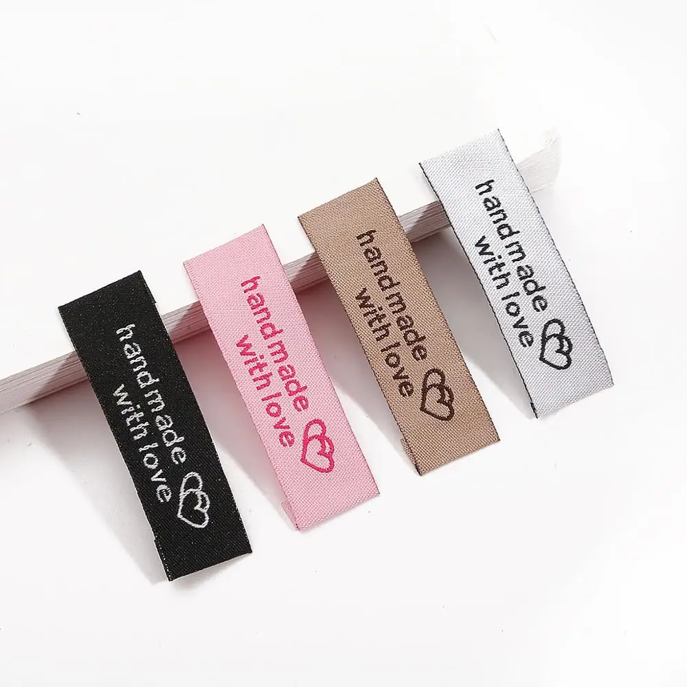 20pcs 50x15mm Handmade Tags Embroidery Printed Labels Clothes Flag Label Garment Label DIY Tags ...