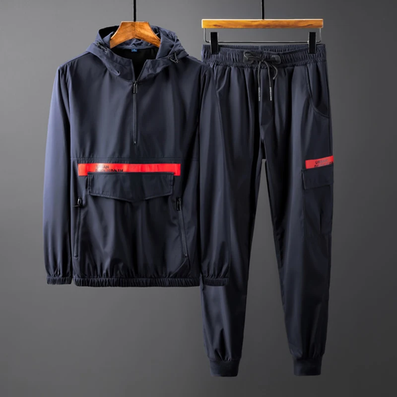 Rlyaeiz Spring Fashion Sportswear Set Men Tracksuit Autumn Casual Hoodies + Pants Sporting Suits Sweat Suit chandal hombre | Мужская