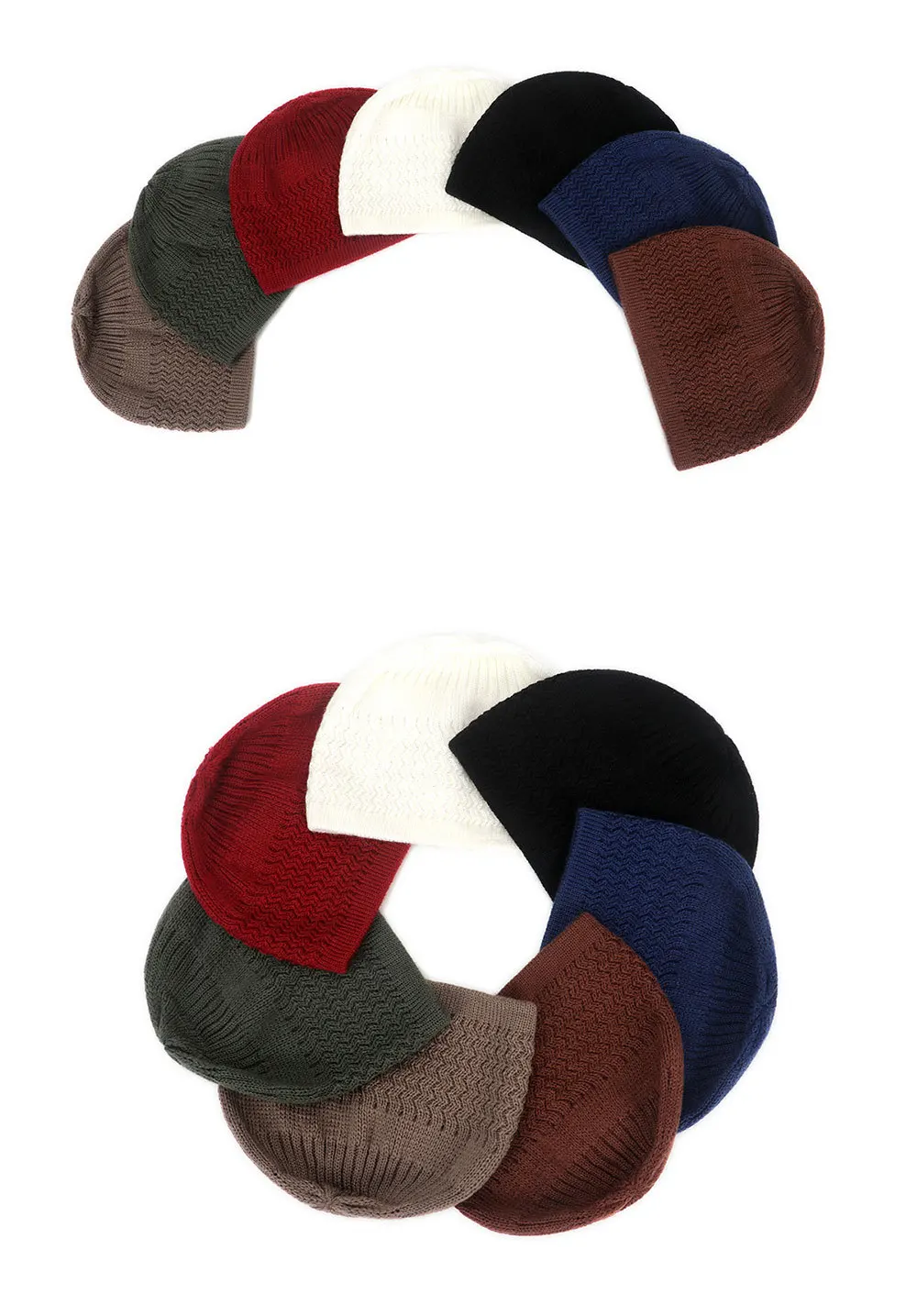 2021 New Pencil Cap Otton Skull Cap Beanie Kufi with Checkered-Knit Pattern in Solid Colors for Everyday Wear