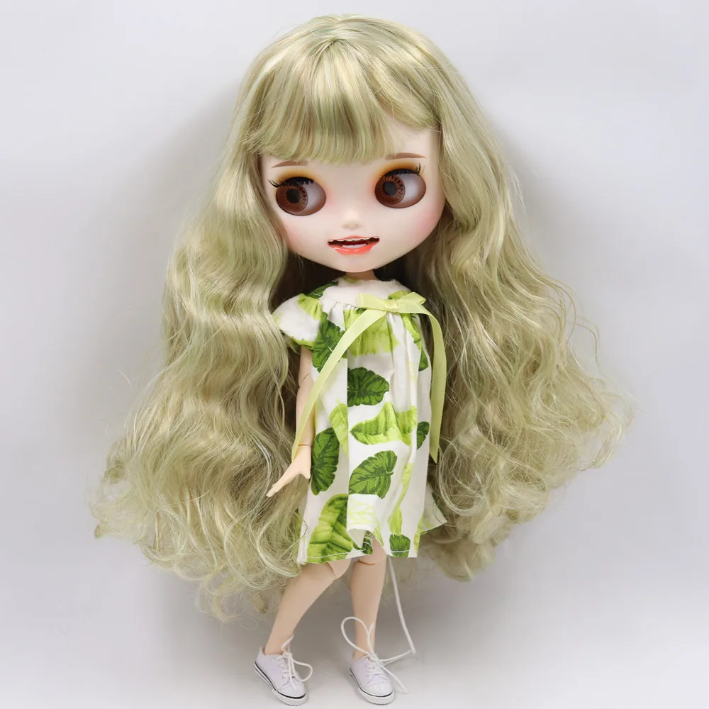Ледяной обнаженный Blyth кукла No. BL9400/400 зеленый микс каштановые волосы резные губы открытый рот матовые индивидуальные лицо соединение тела 1/6 bjd