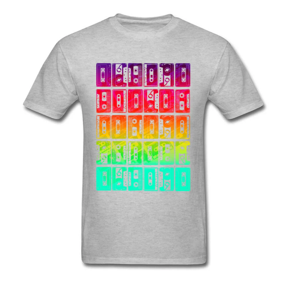 Casette_mix_3948 T Shirt Classic O-Neck Party Short Sleeve Pure Cotton Men Tshirts Gift Tee-Shirts Wholesale Casette_mix_3948 grey