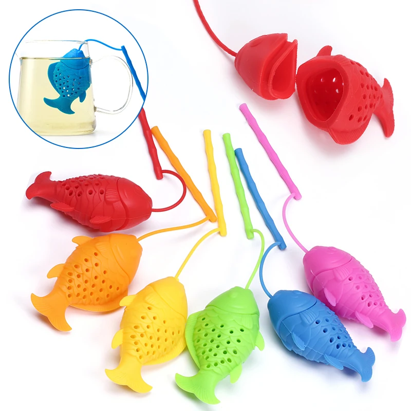 Cute Fish Tea Infuser Diffuser Food Grade Silicone Spice Herbal Strainer Loose Leaf Filter Shape Ball Accessories | Дом и сад