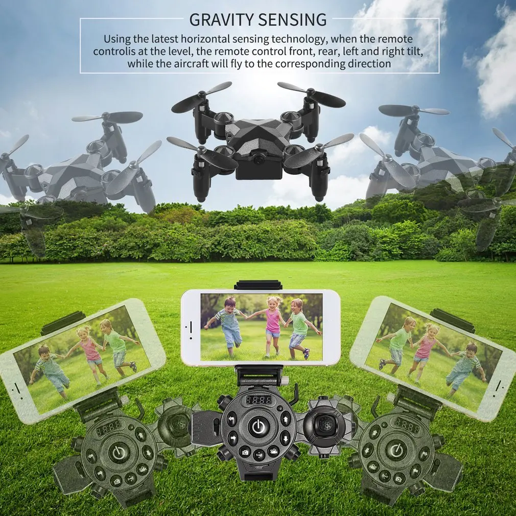 portable remote control watch style mini fold drone