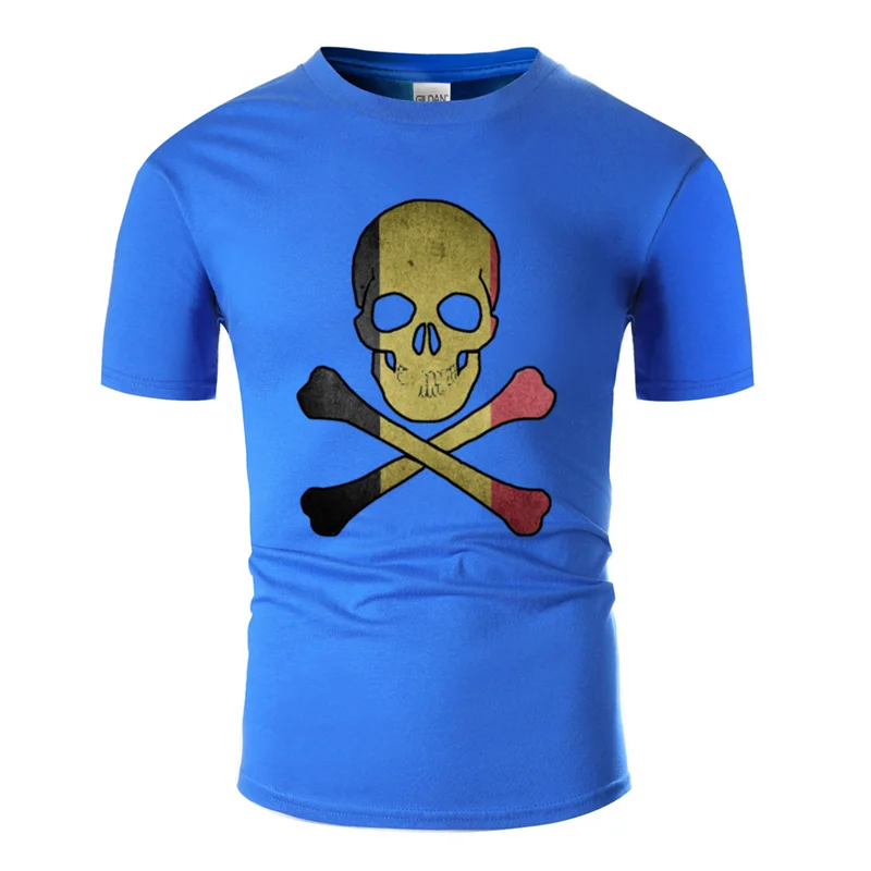 Men-Blue Изготовленная на заказ юморная Бельгийская футболка с черепом и скрещенными костями, Голландская Подарочная футболка Sunlight Мужская футболка с короткими рукавами - Цвет: Men-Blue