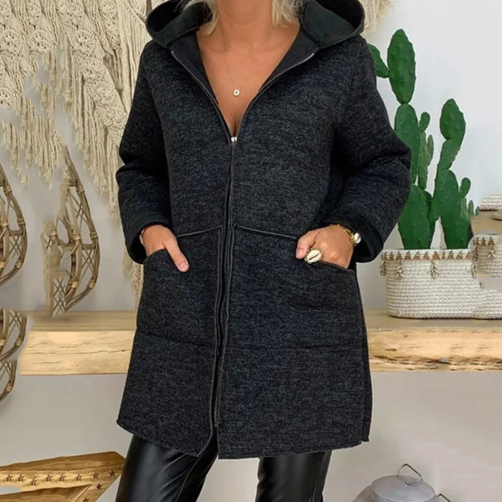 Female Jackets Women's Woolen Coat Autumn And Winter Long-sleeved Warm Outwear Elegant Overcoat Female Woolen Coat