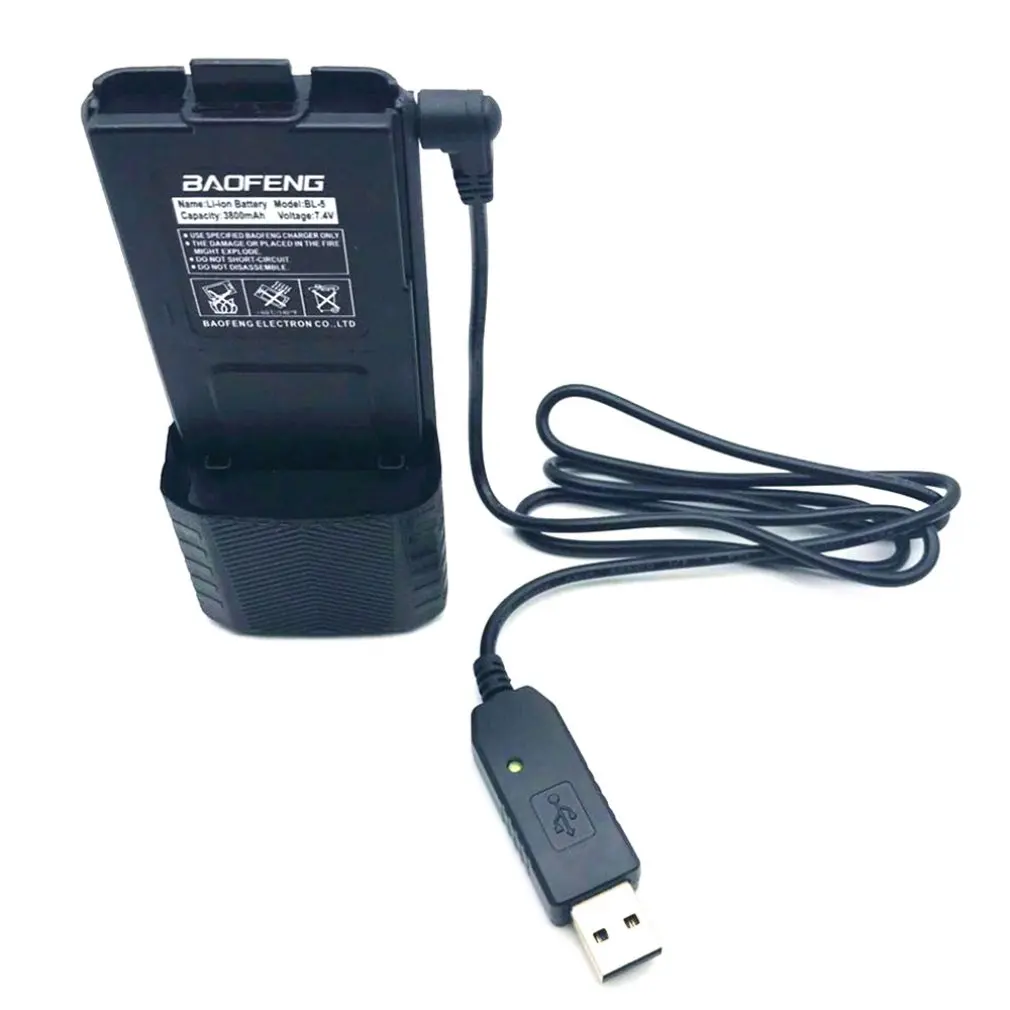 Зарядное устройство USB кабель с индикатором светильник для Walkie Talkie для BaoFeng UV-5R расширение батареи BF-UVB3 плюс Batetery Ham радио