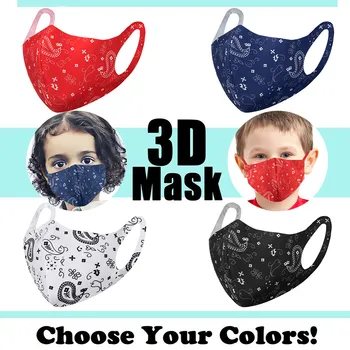 

10pcs Child Unisex Face Printing Masks Cloth Cover Fashion Mask Washable Reusable Ice Silk Soft Mouth Cover Hot Selling