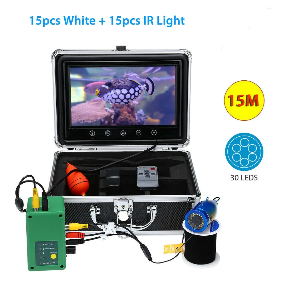 

9" 15M Video Fish Finder 1000TVL Underwater Fishing Camera 15pcs White+15pcs infrared IR LEDs Lamp 90 Degree Night Vision