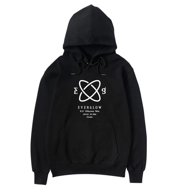 

Kpop everglow hush 5 album same all member name printing hoodies unisex fleece/thin pullover loose sweatshirt 4 colors