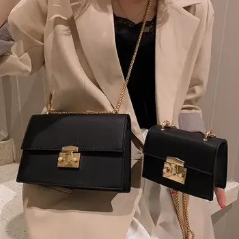 

Elegant Female Square Crossbody Bag 2020 Fashion New Quality Leather Women's Designer Handbag Lock Chain Shoulder Messenger Bag