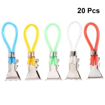 

20PCS Metal Towel Clips Plastic Colored Rope Beach Towel Holder Bathing Towel Hanger Kitchen Towel Clip