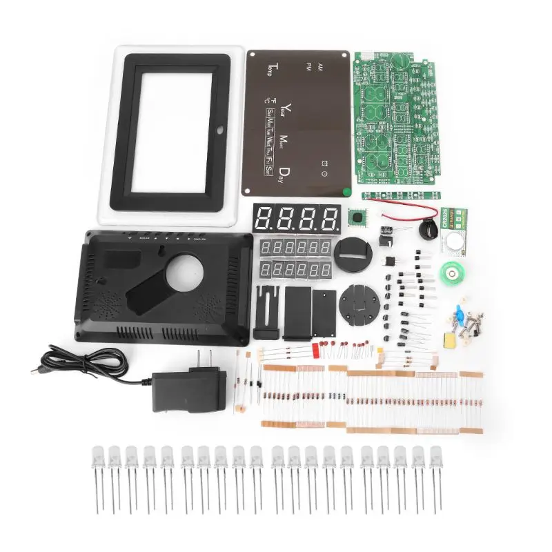 ECL-1227 электронные часы DIY Kit Календарь Температура дисплей светодиодный цифровой панели - Цвет: Зеленый