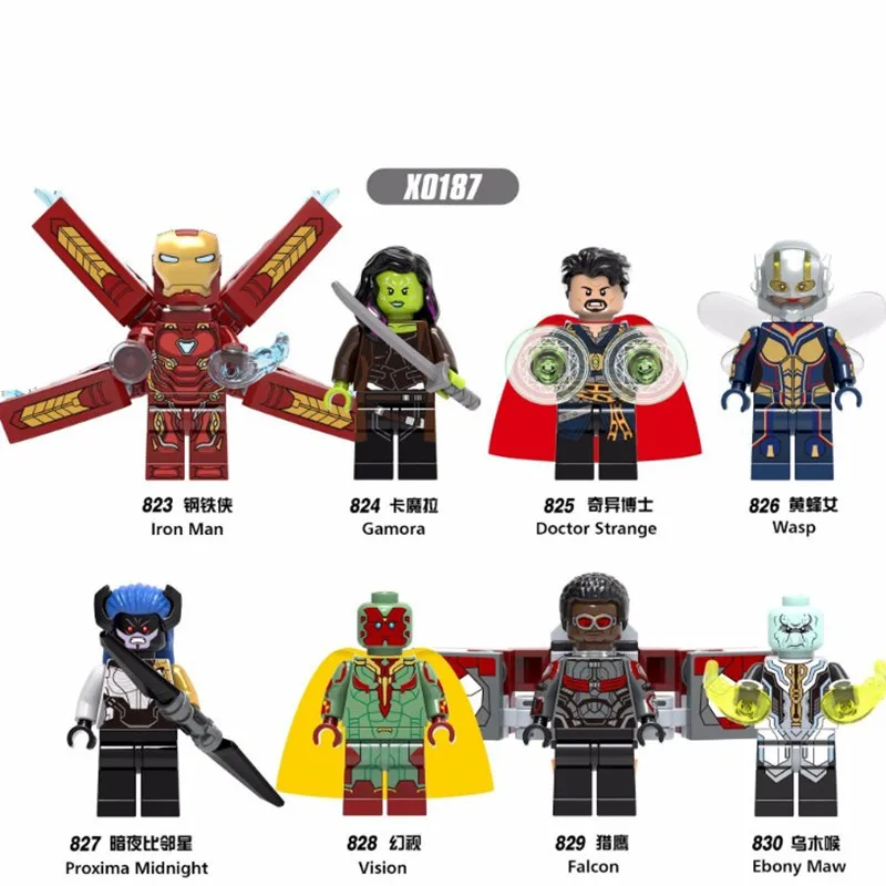 

TAKARA TOMY Superhero building blocks Iron Man Doctor Strange Wasp Vision Falcon action figure Garage Kit Toys for children