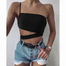 Best Price 2020 Summer Hot Women's Clothing European and American Sexy Fashion Suspender Top Splicing Pleated Navel Top Best Price 2020 Summer Hot Women's Clothing European and American Sexy Fashion Suspender Top Splicing Pleated Navel Top