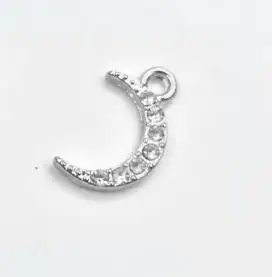 rhodium silver Eruifa, 10 шт., 10 мм., стразы, луна, золото/серебро, оцинкованный сплав, подвески, ювелирные изделия, сделай сам, ожерелье, браслет, серьги, 2 цвета - Окраска металла: rhodium silver