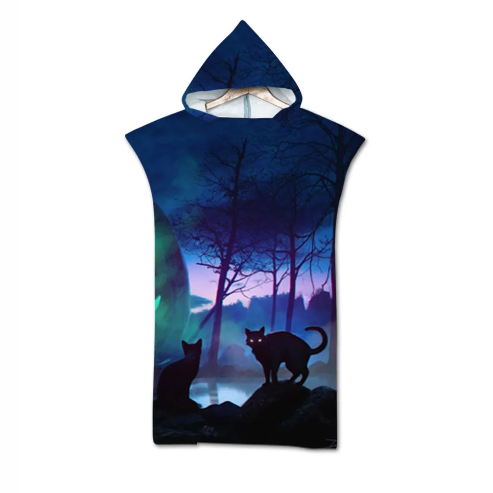 New Cartoon Hooded Cloak Beach Towel Halloween Christmas Santa Claus Microfiber Adult Swimming Bath Towel 75*110cm