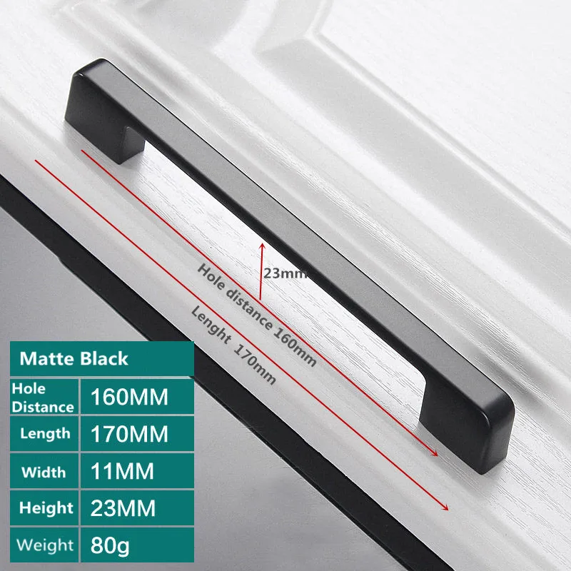 Black-160mm Цинковый сплав черный цвет, для шкафов ручки Американский Стиль для двери кухонного шкафа ручки для выдвижных ящиков модная мебель металлическая ручка - Цвет: Black-160mm