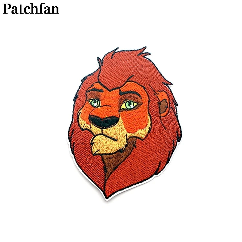 20 шт./партия, Patchfan, Лев, король, мультфильм, железные нашивки, одежда, вышитые аксессуары для лоскутного шитья индивидуальные нашивки,, A2312