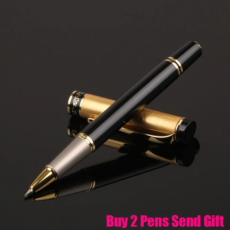 Black Gold Roller Новое поступление, роскошная брендовая металлическая шариковая ручка, деловая ручка для письма, Офисная ручка, купить 2 ручки, отправить подарок - Цвет: Black Gold Roller