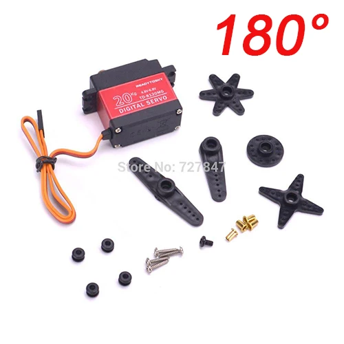 Водонепроницаемый 180/270/360 градусов для детей до 20 кг по самой низкой цене, 30 кг 35 кг большой крутящий момент цифровой сервопривод тигельные алюминиевые металлические шестерни 25T рычаг для RC автомобиль - Цвет: 1x 180 20KG Servo