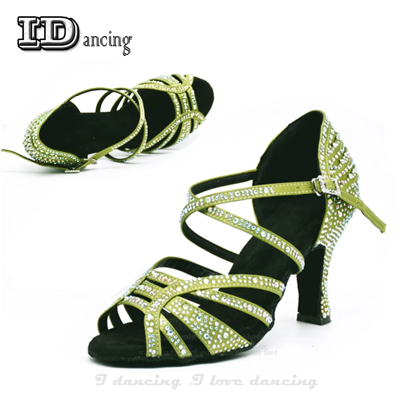 Latin Shoes Dance Shoes Girls Dance Jazz sneakers Ballroom Latin Dance Shoes Salsa Dance Shoes Women Sexy Green JuseDanc