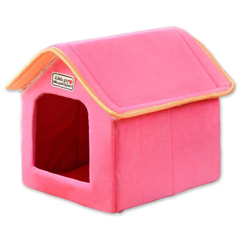 Pink Домик для домашних животных, складная кровать с мягкой подушкой, зимний домашний домик для собак, леопард, щенок, диван, питомник для маленьких и средних собак - Цвет: Pink