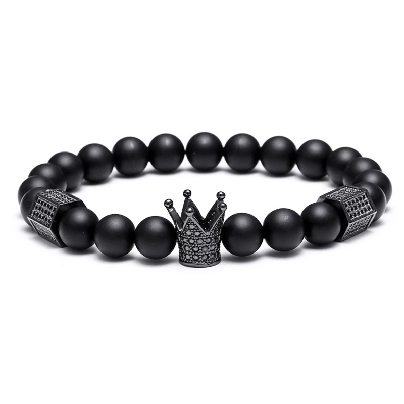 Black-crown Оригинальная солнечная система, браслеты с 9 планетами для женщин, Вселенная, звезды, ручная работа, Кристальные камни, эластичный астрономический счастливый браслет, подарок - Окраска металла: Black-crown