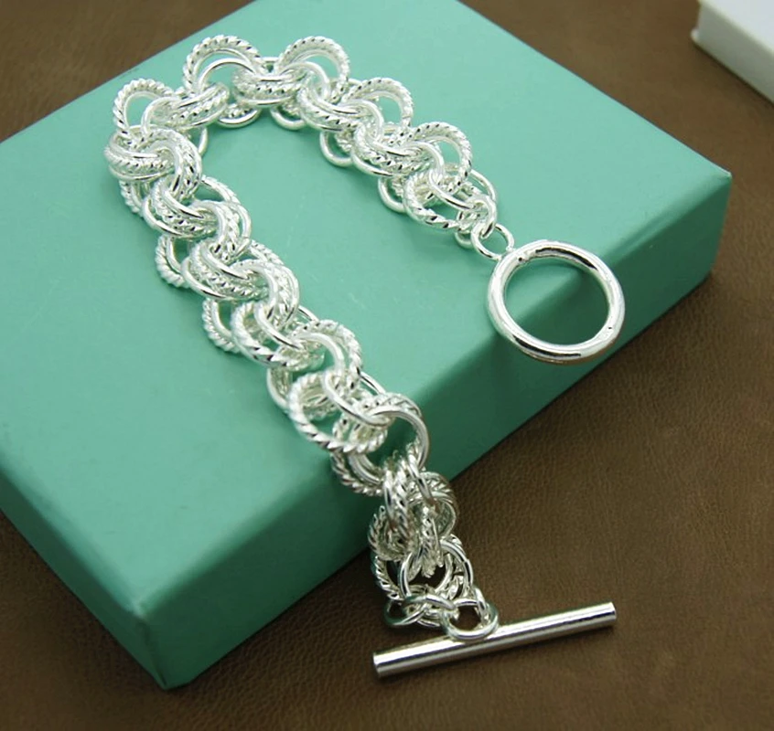 925-Sterling-Silver Bracelet Jewelry Charm Mens Fashion Gift Women
