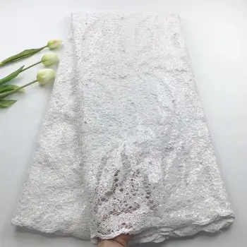 

white African Sequins Dry Lace Fabrics 2020 High Quality luxury Lace Nigerian Sequins Lace Fabric French Tulle Lace For Party