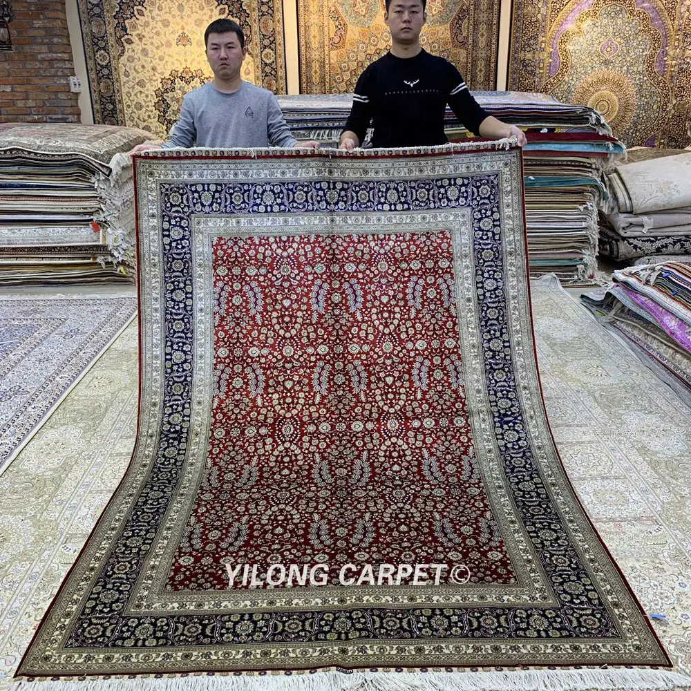 Yilong 5,5 'x8' ручной узлом персидский ковер красный ручной работы тонкие шелковые ковры(HF365H