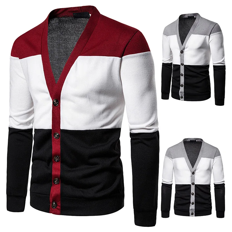 

Coat Man, Three Color Splicing Coat Man, Deep V Pullover, Men's Sweater, Sweater Man, Coat Man,mens Sweaters,men Winter Clothes