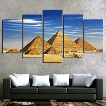 

full drill square diamond Paintings 5 Pieces Pyramids Egypt Pyramid Scenery Pictures mosaic Embroidery home Decor Wall Art