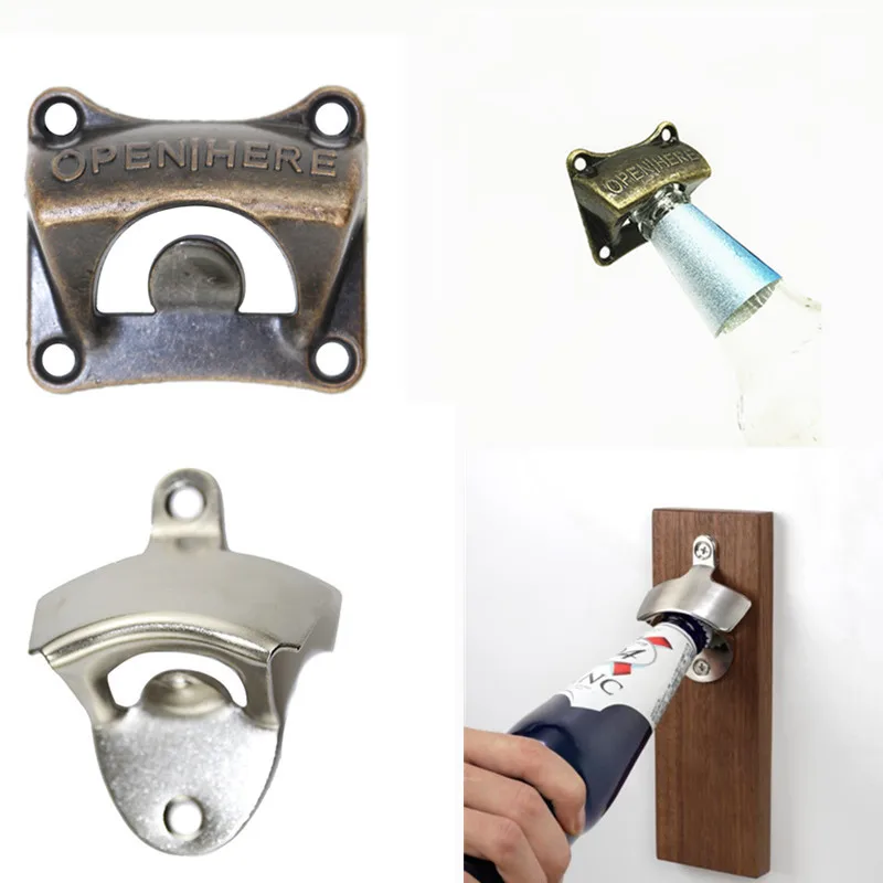 

1pc Vintage Bottle Opener Wall Mounted Wine Beer Opener Tools Bar Drinking Accessories Home Decor Kitchen Party Supplies
