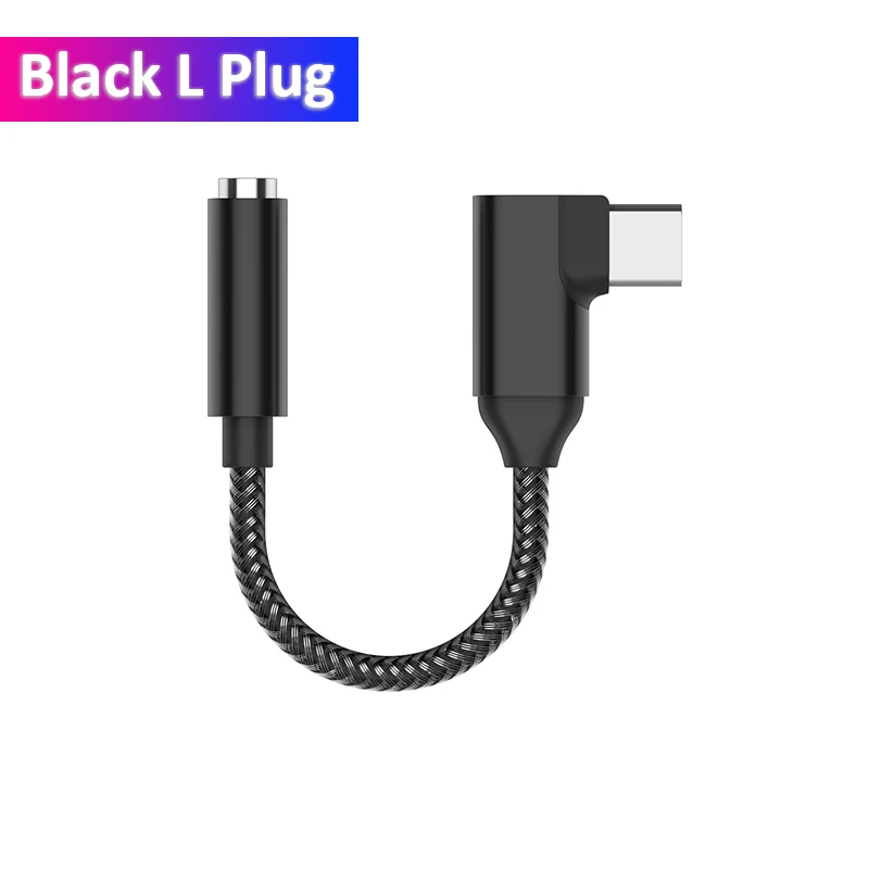 Black L Plug USB C до 3,5 мм аудио адаптер с декодером ЦАП PCM 16 бит/48 кГц для Google Pixel SAMSUNG Note10 Note 10+ Android Mobile iPad Pro - Цвет: Black L Plug