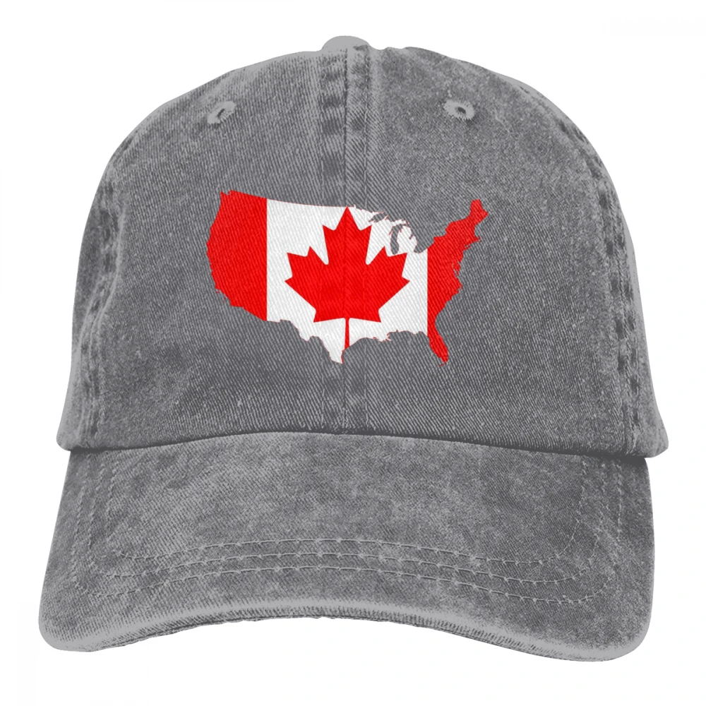Канада Флаг США карта Casquette черный унисекс Мужские Женские джинсовые бейсболка с ремешком кепки Регулируемый Гольф папа шляпа